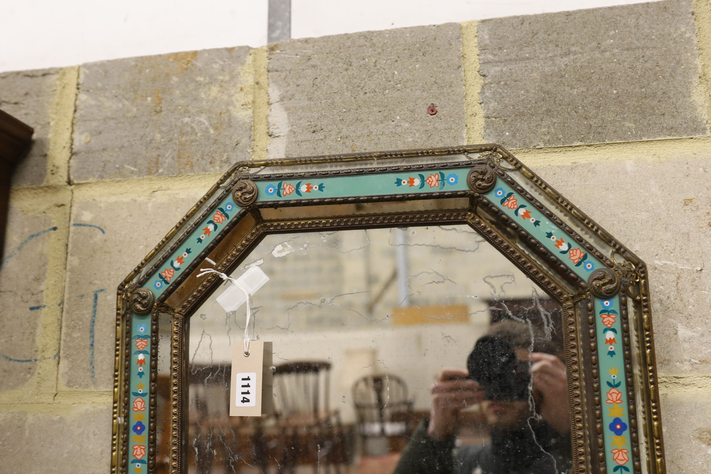 An octagonal Venetian wall mirror, width 50cm